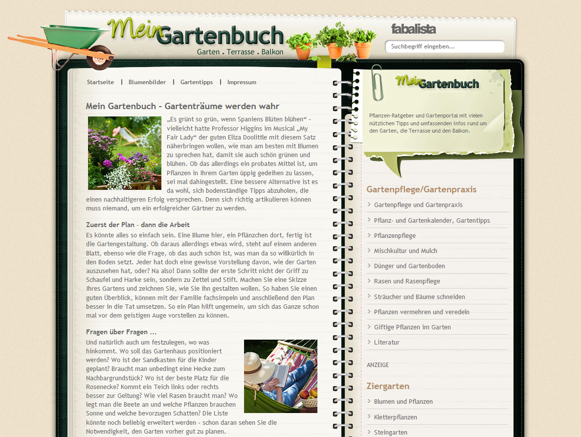Screen-Gartenbuch